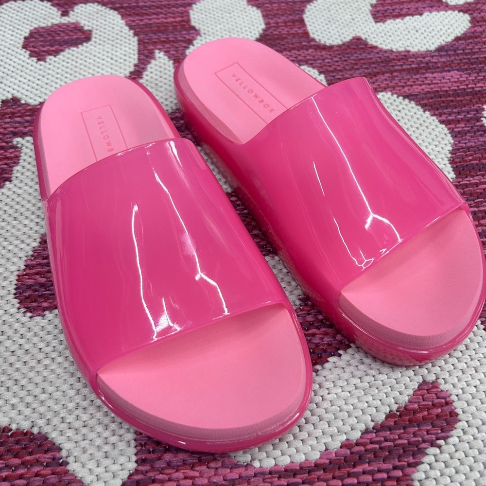 Yellow Box Womens 7 Marana Slide Sandals Pink Jelly Platform New